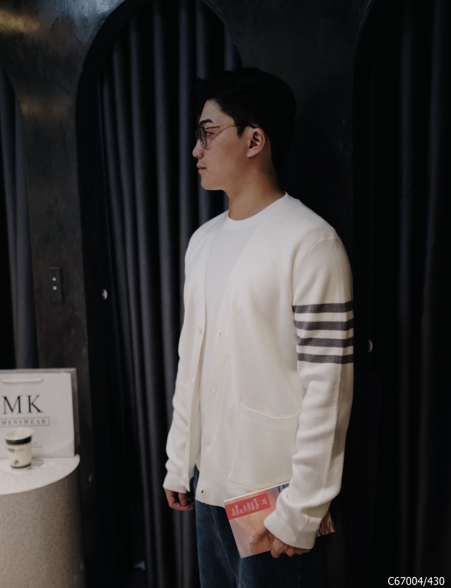  [ẢNH THẬT] Áo Khoác Cardigan Nam Nữ Cải Tay Trắng/Be/Đen/Rêu C67004 