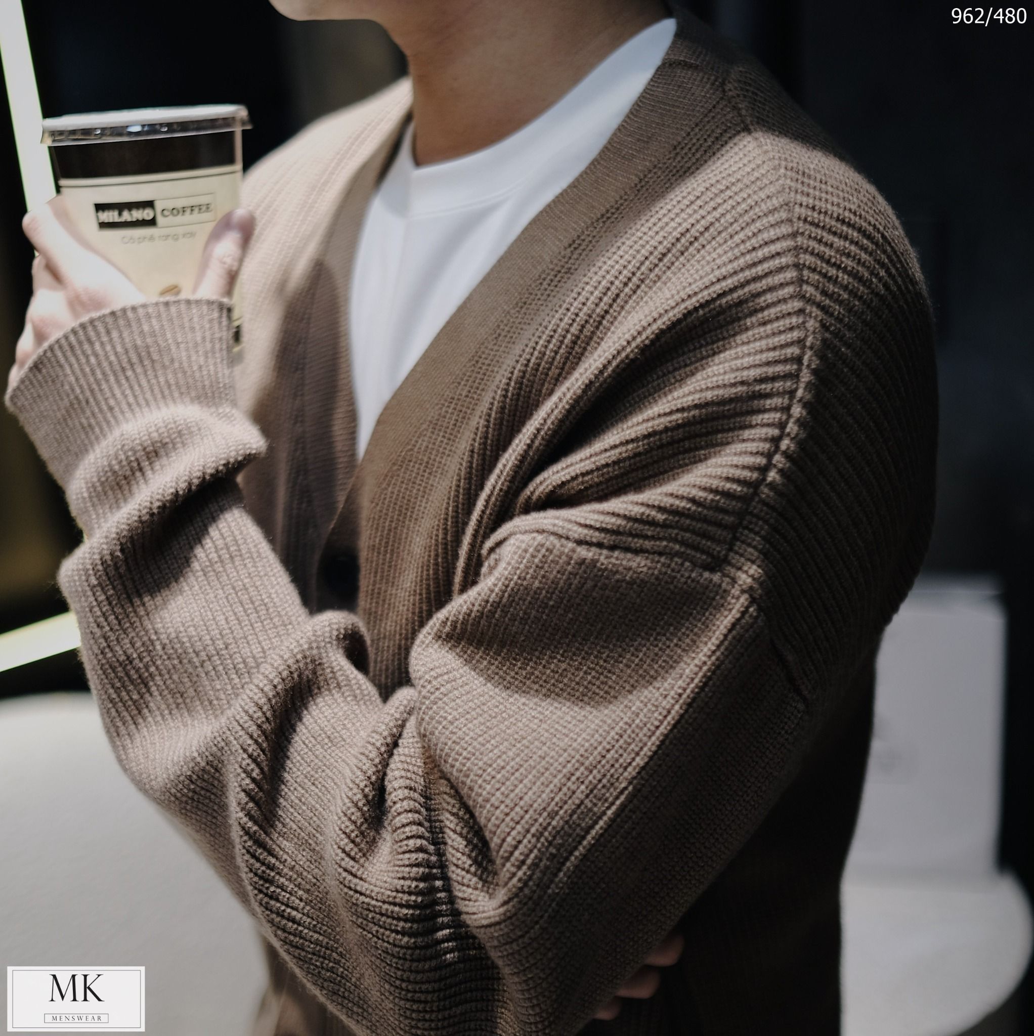  [ẢNH THẬT] Áo Khoác Cardigan Trơn Nam Nữ Đen/Ghi/Nâu 962 