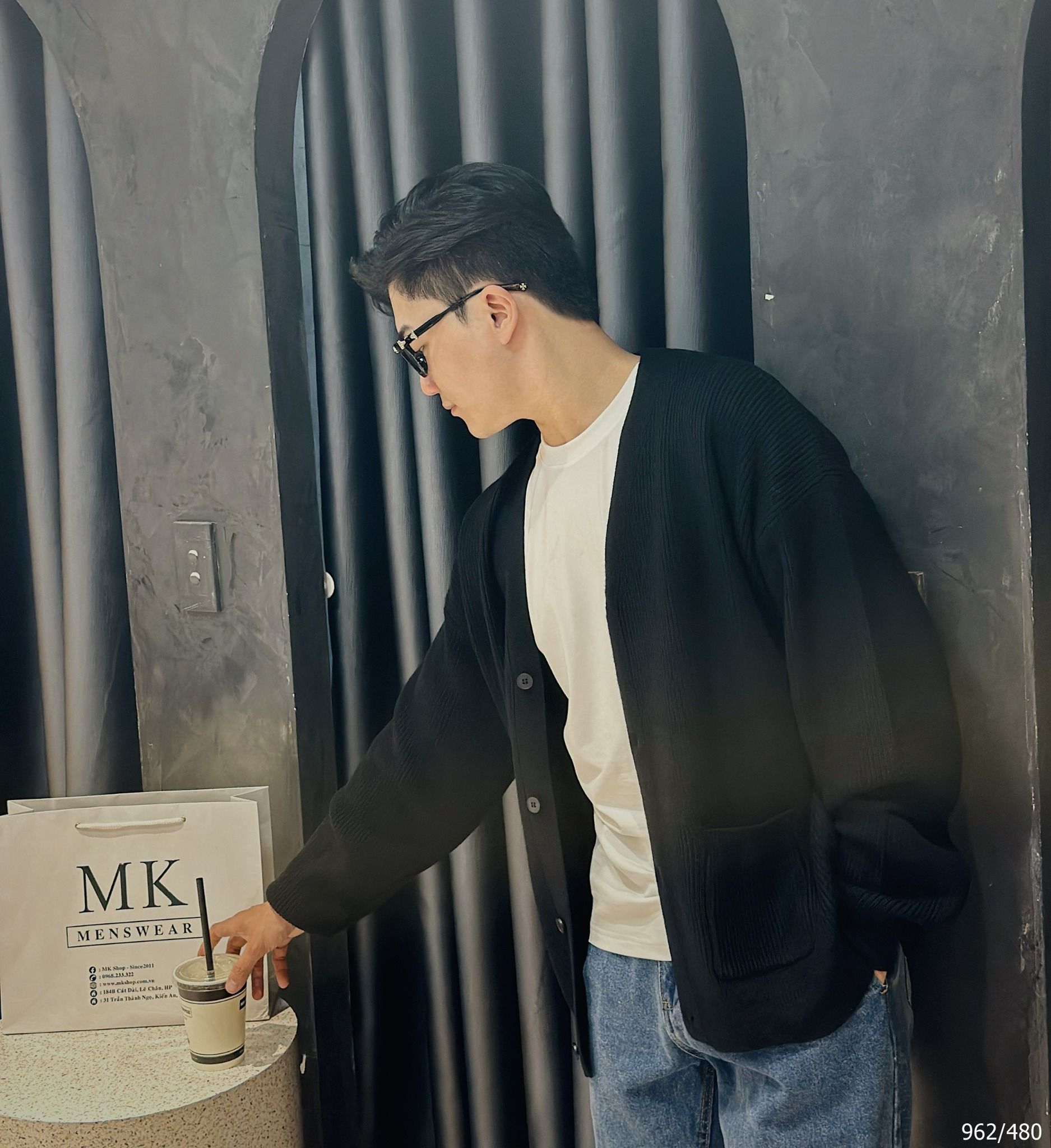  [ẢNH THẬT] Áo Khoác Cardigan Trơn Nam Nữ Đen/Ghi/Nâu 962 