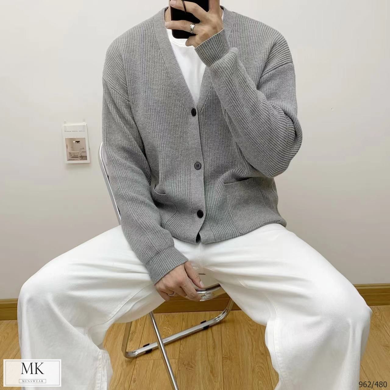  [ẢNH THẬT] Áo Khoác Cardigan Trơn Nam Nữ Đen/Ghi/Nâu 962 