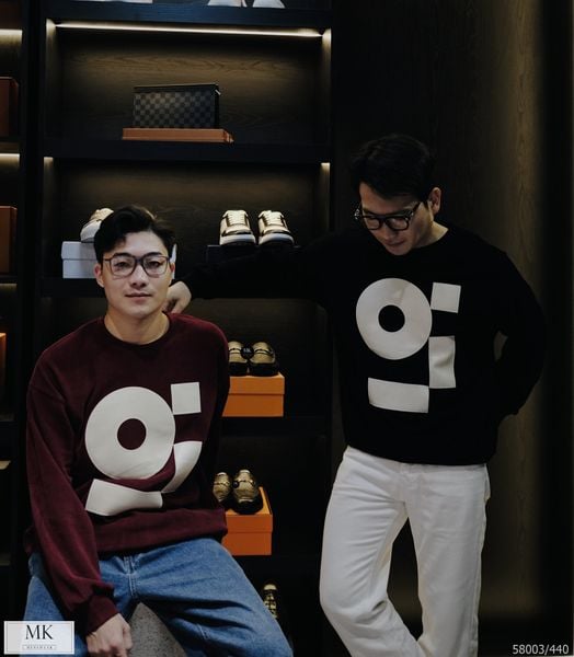  [ẢNH THẬT] Áo Dài Tay Nam Nữ Hoạ Tiết Ngực To Đen/Be/Nâu/Đỏ Đô 58003 