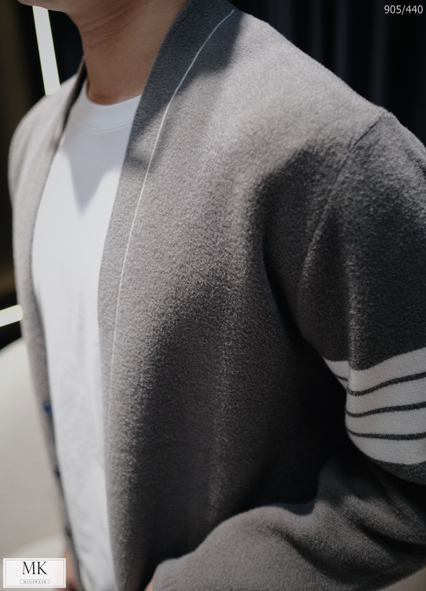  [ẢNH THẬT] Áo Khoác Cardigan Nam Nữ Cải Sọc Tay Đen/Xám 905 