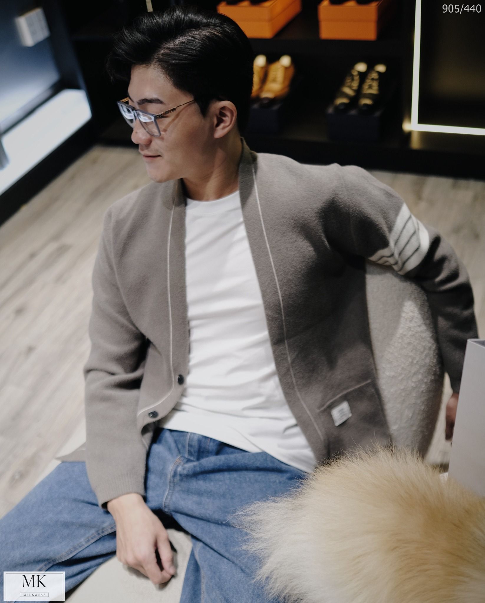  [ẢNH THẬT] Áo Khoác Cardigan Nam Nữ Cải Sọc Tay Đen/Xám 905 