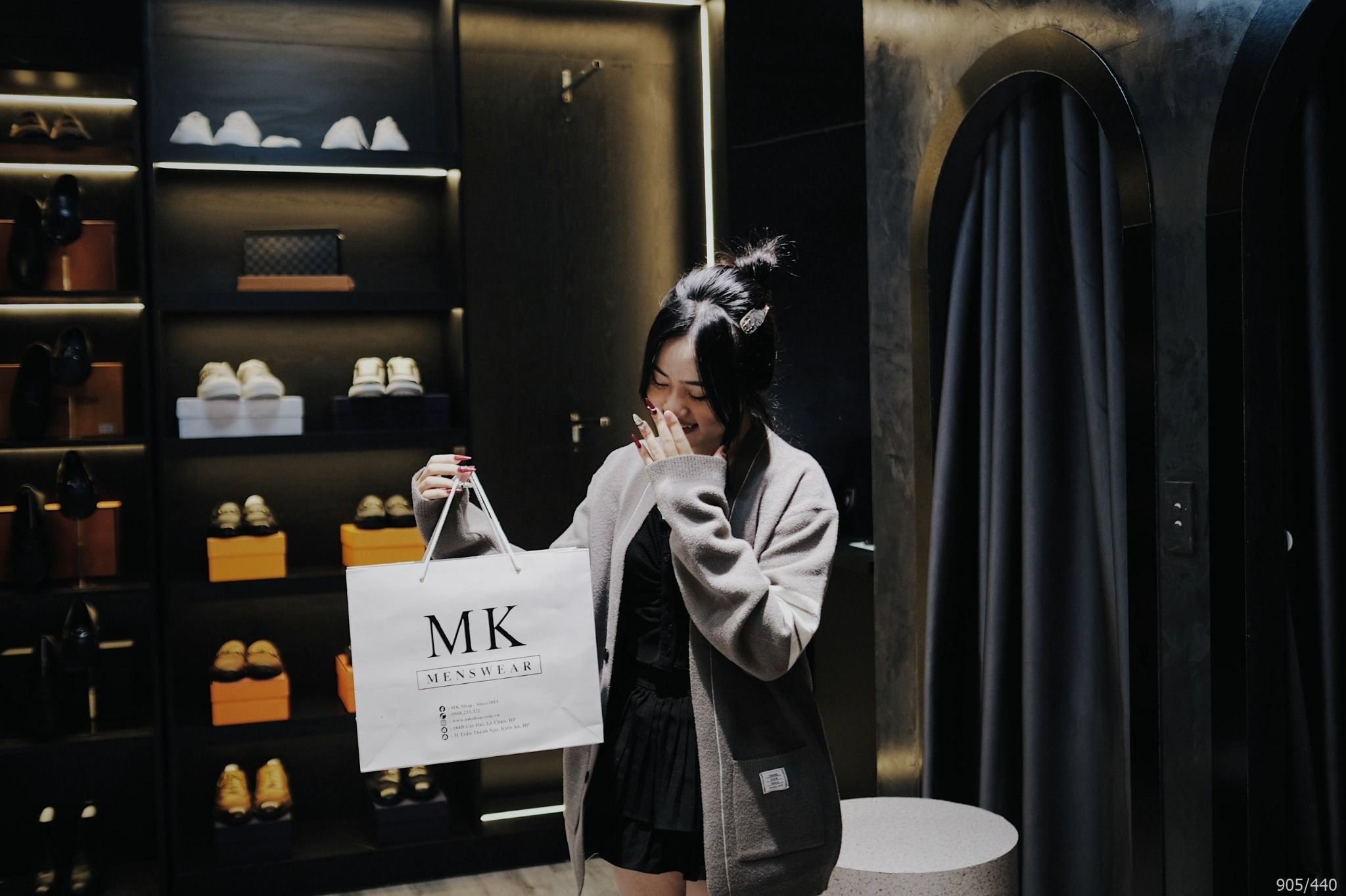  [ẢNH THẬT] Áo Khoác Cardigan Nam Nữ Cải Sọc Tay Đen/Xám 905 