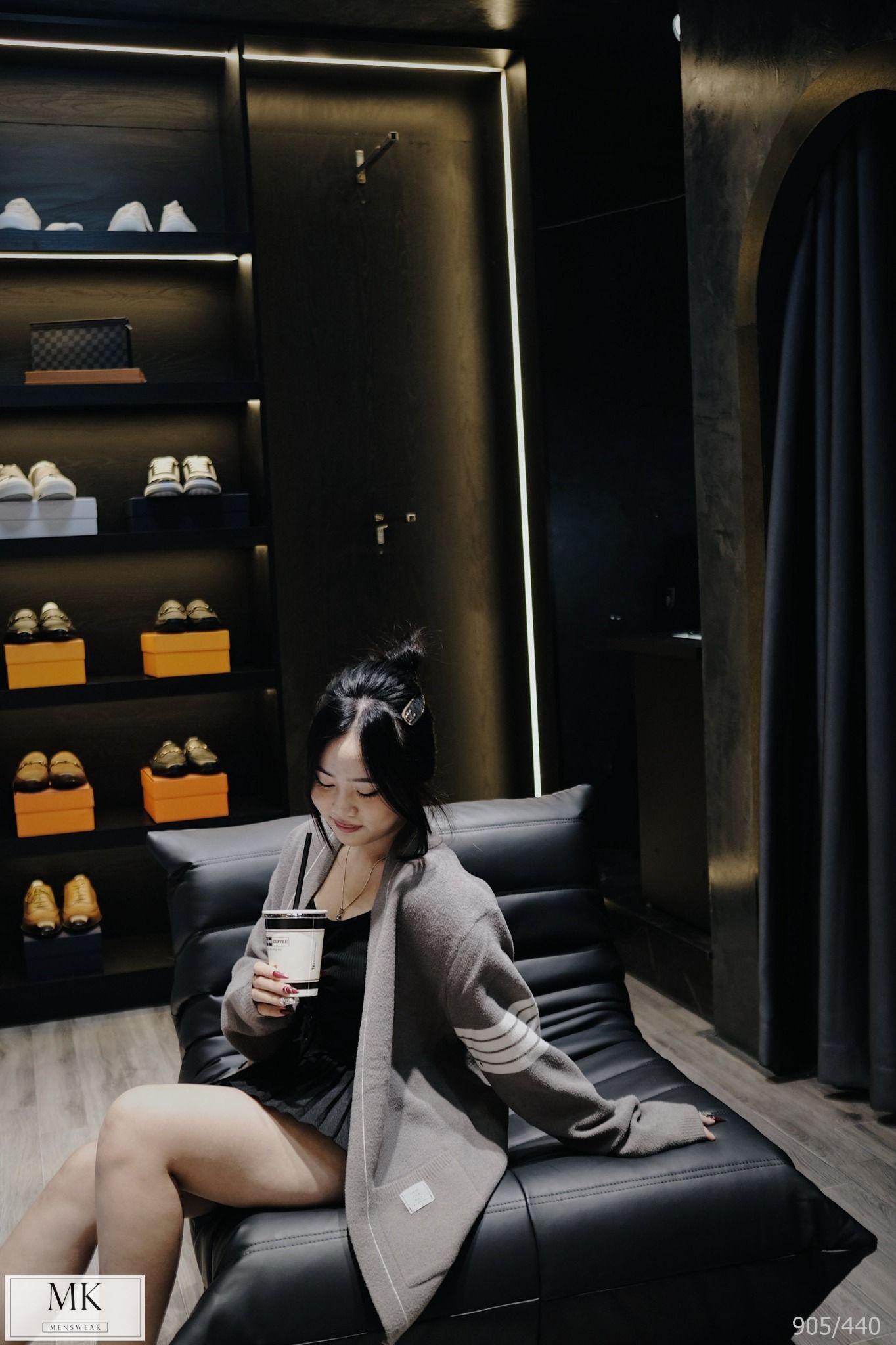  [ẢNH THẬT] Áo Khoác Cardigan Nam Nữ Cải Sọc Tay Đen/Xám 905 