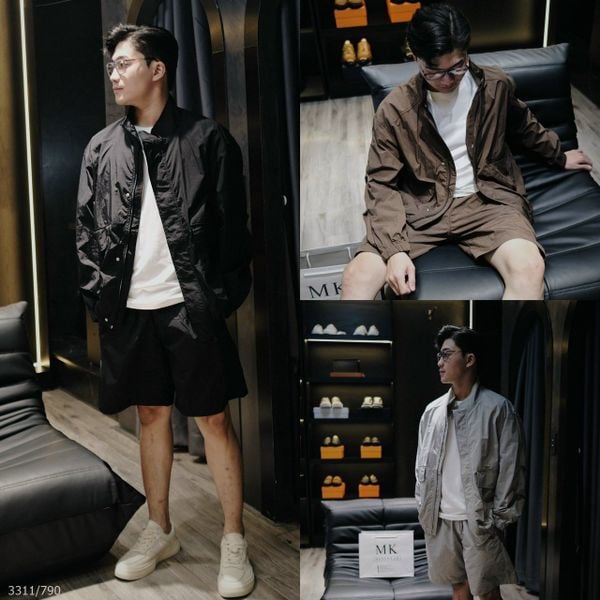  [ẢNH THẬT] Bộ Thể Thao Nam Trơn Chất Gió Mềm, Chống Gió Chống Nước Bền Bỉ 3 Màu Đen/Ghi/Nâu W3311 