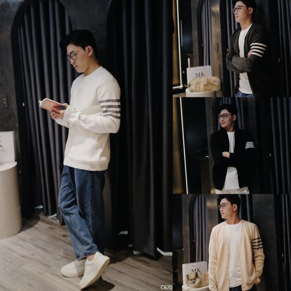  [ẢNH THẬT] Áo Khoác Cardigan Nam Nữ Cải Tay Trắng/Be/Đen/Rêu C67004 