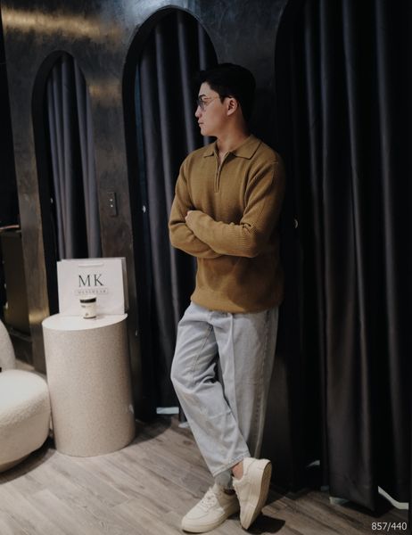  [ẢNH THẬT] Áo Polo Len Nam Nữ Trơn Có Khoá Kéo 857 