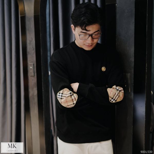  [ẢNH THẬT] Áo Dài Tay Nỉ Nam Nữ Vá Tay 3 Màu Đen/Trắng/Nâu 9001 