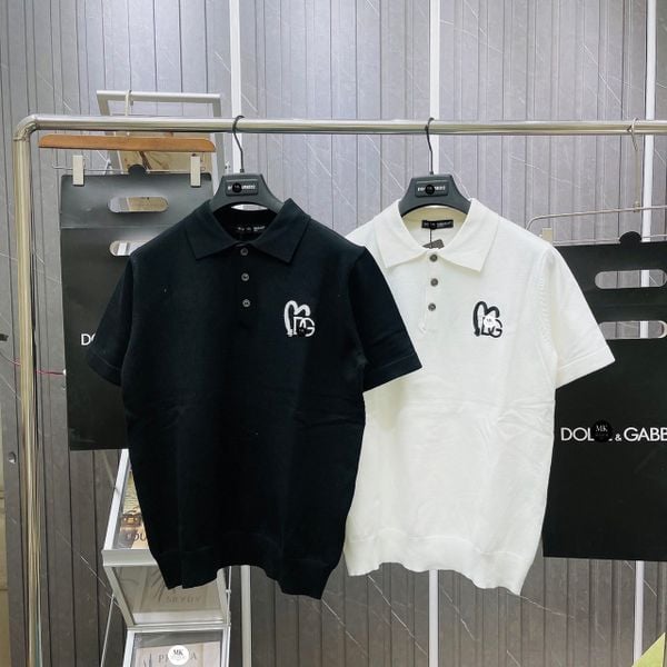  [ẢNH THẬT] Áo Polo Ngắn Tay Len Mongtoghi Ngắn Tay Nam Nữ Logo Tim 2 Màu Đen/Trắng 