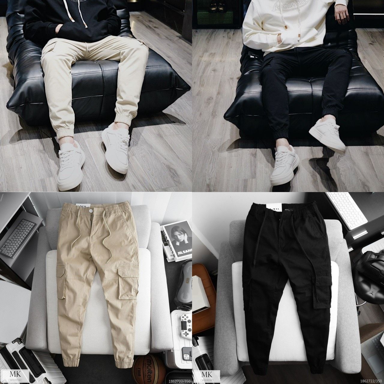  [ẢNH THẬT] Quần Jogger Kaki Túi Hộp Tiện Lợi. 2 Màu Đen/Be 