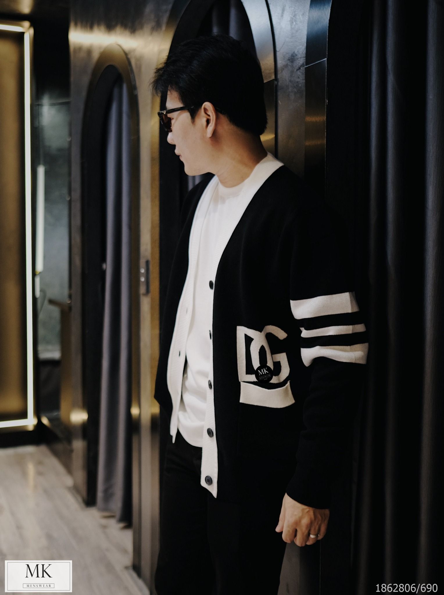  [ẢNH THẬT] Áo Khoác Cardigan Nam Nữ Màu Đen Phối Logo 