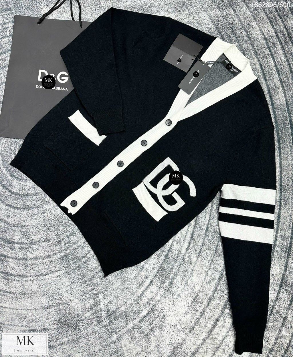  [ẢNH THẬT] Áo Khoác Cardigan Nam Nữ Màu Đen Phối Logo 