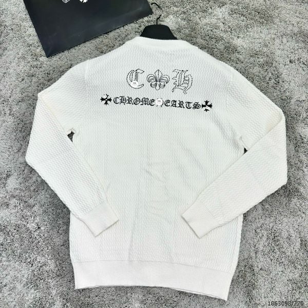  [ẢNH THẬT] Áo Khoác Cardigan Nam Nữ Màu Trắng Phối Thêu Chữ Đen 