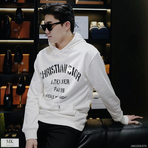  [ẢNH THẬT] Áo Hoodie Nỉ Nam Nữ Màu Trắng Phối Chữ Đen 