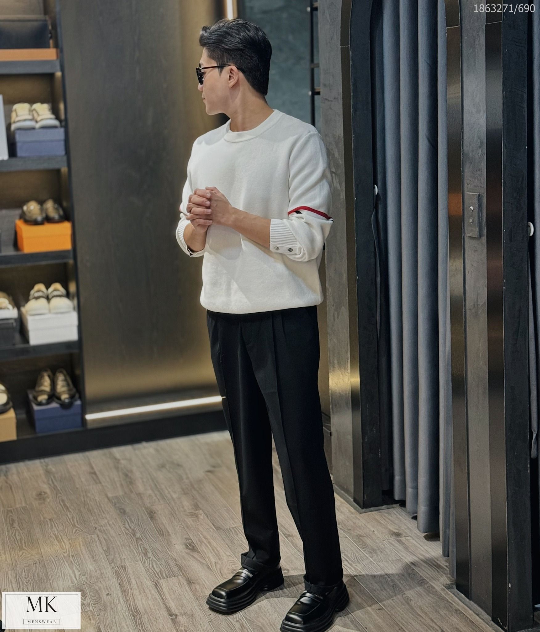  [ẢNH THẬT] Áo Len Nam Nữ Trơn Cải Sọc Tay 3 Màu Đen/Trắng/Ghi 