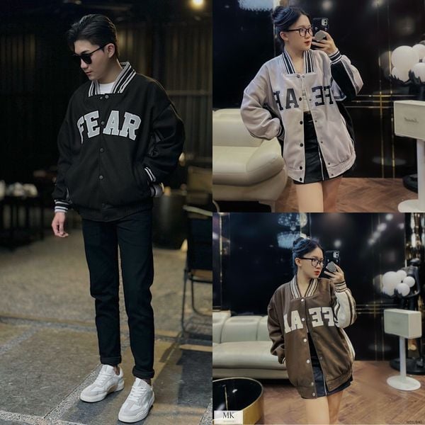  [ẢNH THẬT] Áo Khoác Bomber Nam Nữ Chất Dạ W01 3 Màu Đen/Nâu/Ghi 