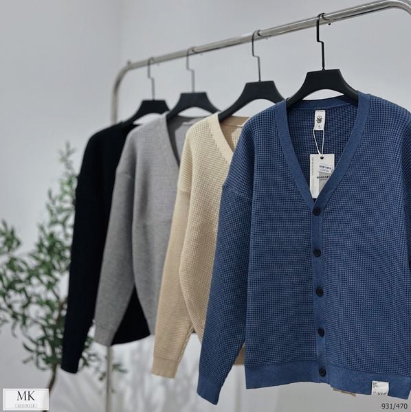  [ẢNH THẬT] Áo Khoác Cardigan Nam Nữ Đen/Ghi/Be/Xanh Đậm 931 