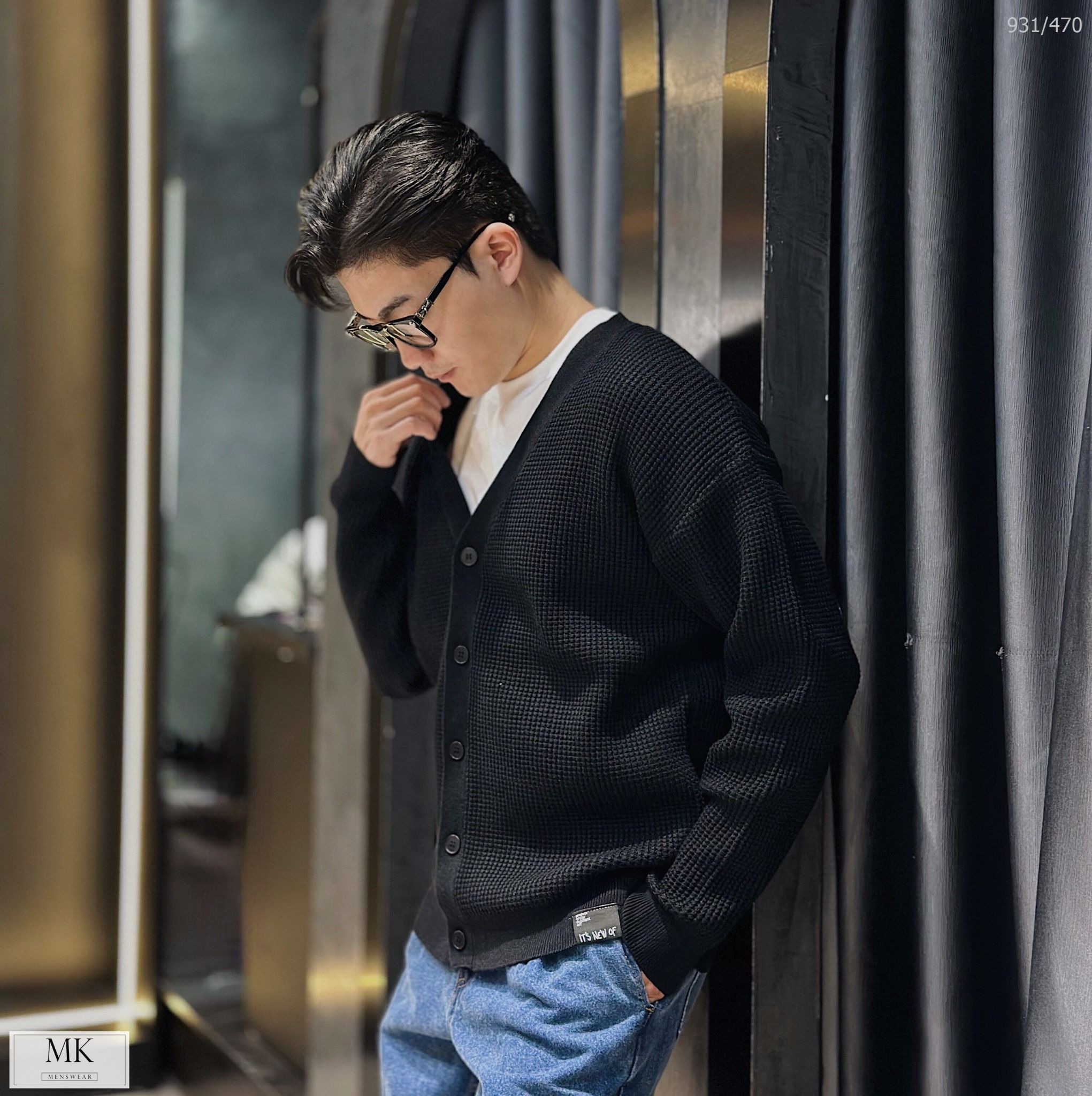  [ẢNH THẬT] Áo Khoác Cardigan Nam Nữ Đen/Ghi/Be/Xanh Đậm 931 