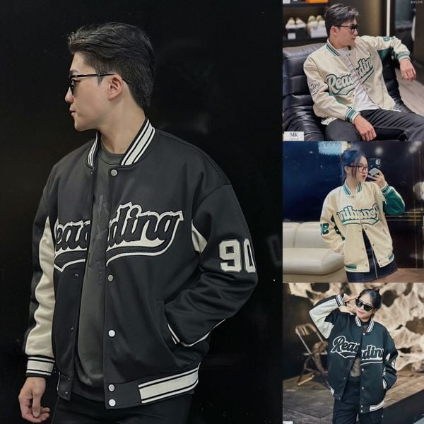  [ẢNH THẬT] Áo Khoác Bomber Nam Nữ Đen/Be 8881 