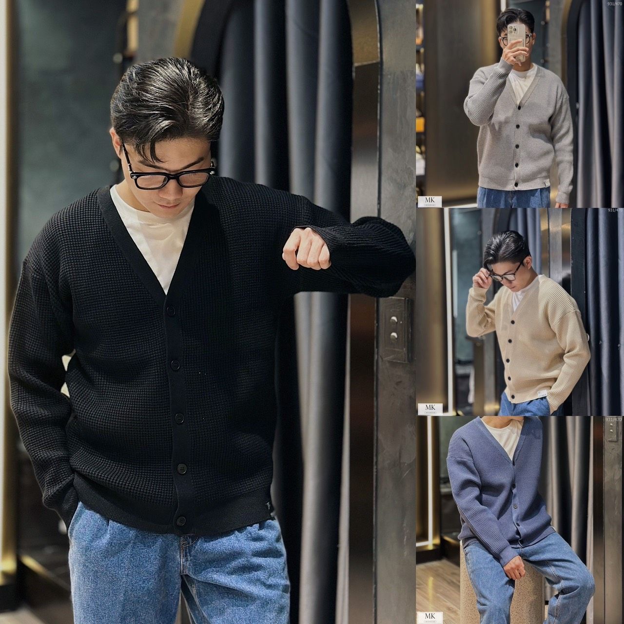  [ẢNH THẬT] Áo Khoác Cardigan Nam Nữ Đen/Ghi/Be/Xanh Đậm 931 