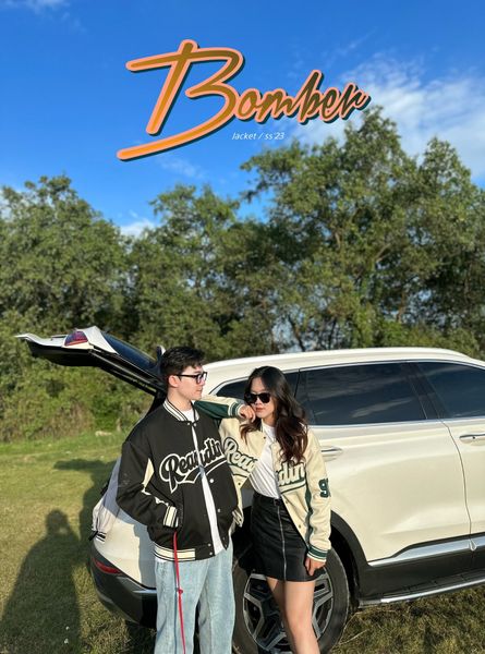  [ẢNH THẬT] Áo Khoác Bomber Nam Nữ Đen/Be 8881 