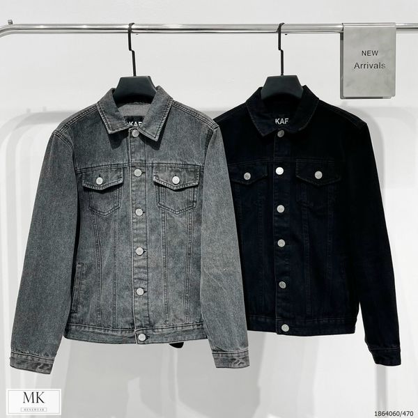  [ẢNH THẬT] Áo Khoác Jean Nam KAF Trơn 2 Màu Đen/Lông Chuột 23 