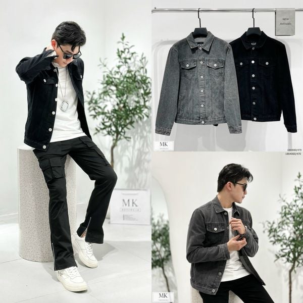  [ẢNH THẬT] Áo Khoác Jean Nam KAF Trơn 2 Màu Đen/Lông Chuột 23 
