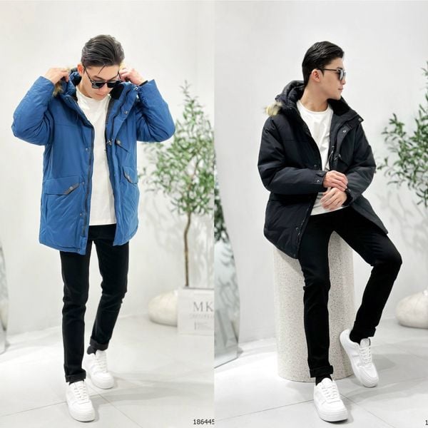  [ẢNH THẬT] Áo Khoác Parka Nam Nữ Có Mũ Đen/Xanh Trần Bông Dòng Đại Hàn Siêu Ấm 