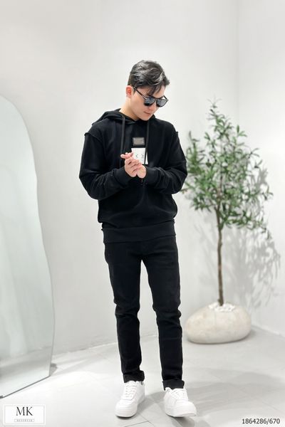  [ẢNH THẬT] Áo Hoodie Nỉ Nam Nữ Màu Đen Phối Logo Ngực 
