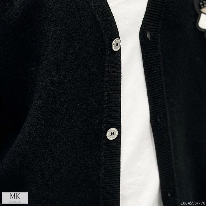  [ẢNH THẬT] Áo Khoác Cardigan Len Nam Nữ Cao Cấp Duy Nhất Đen Hoạ Tiết Hoạt Hình 