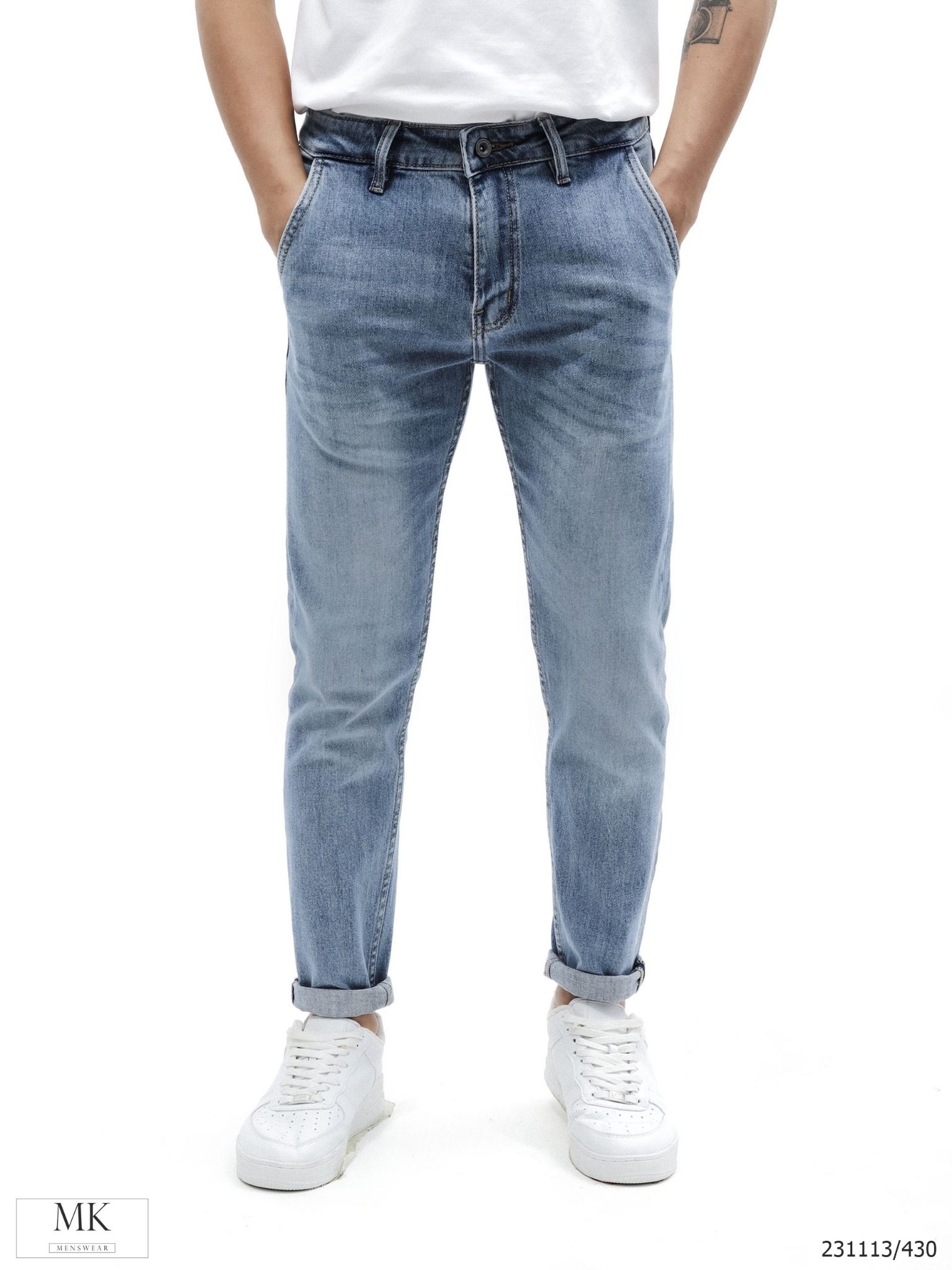  [ẢNH THẬT] Quần Jean Nam Defoxx  231113 Xanh Nhạt Trơn 