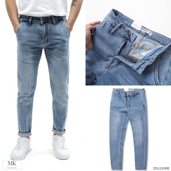  [ẢNH THẬT] Quần Jean Nam Defoxx  231113 Xanh Nhạt Trơn 
