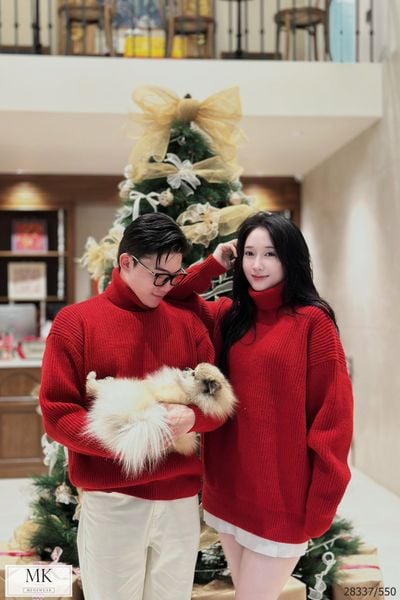  [ẢNH THẬT] Áo Len Đôi Nam Nữ Cổ Lọ Duy Nhất Màu Đỏ 28337 