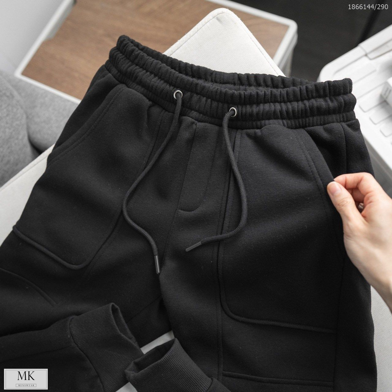  [ẢNH THẬT] Quần Jogger Nỉ KAF Túi 2 Màu Đen/Lông Chuột 