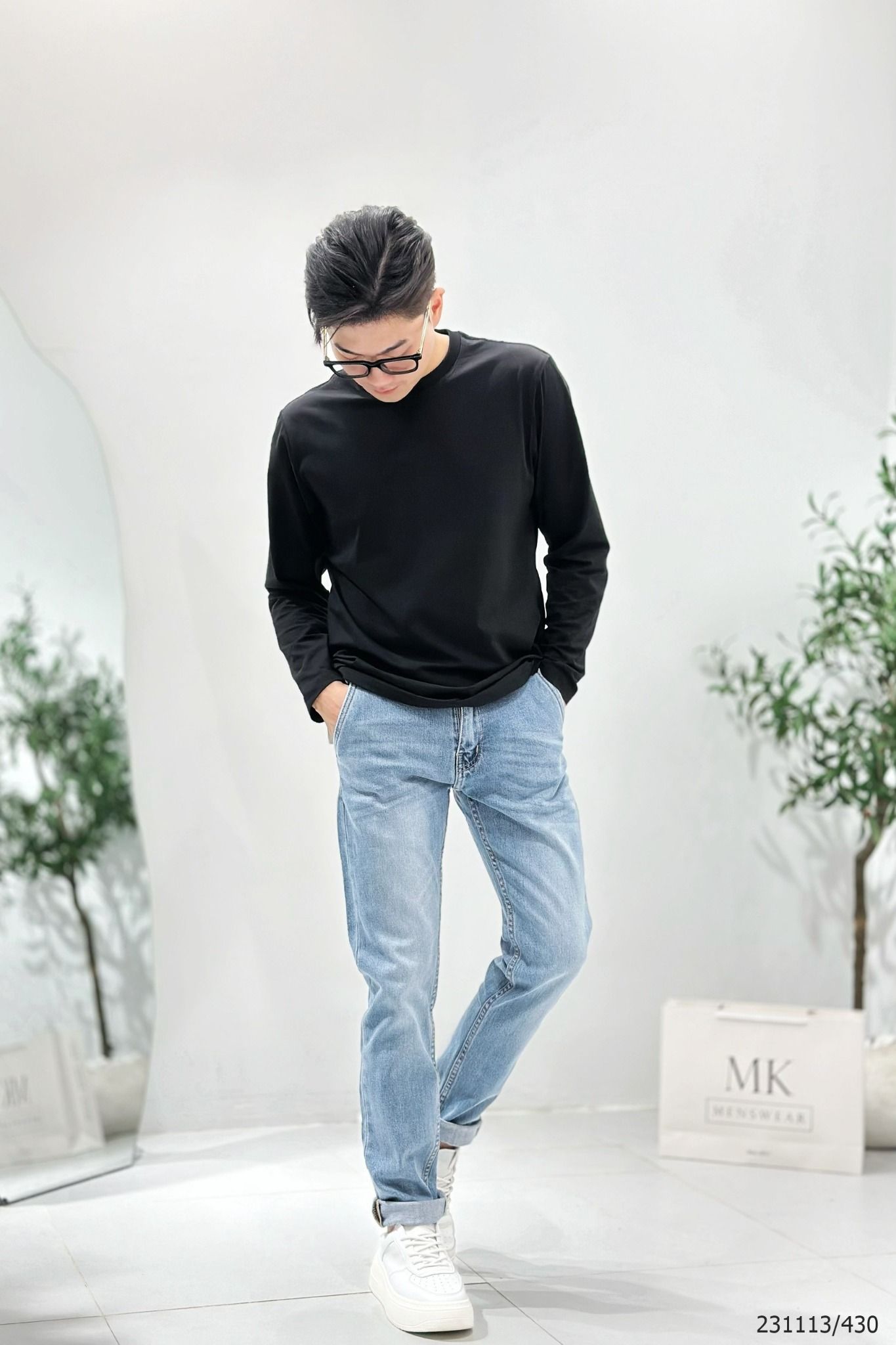  [ẢNH THẬT] Quần Jean Nam Defoxx  231113 Xanh Nhạt Trơn 