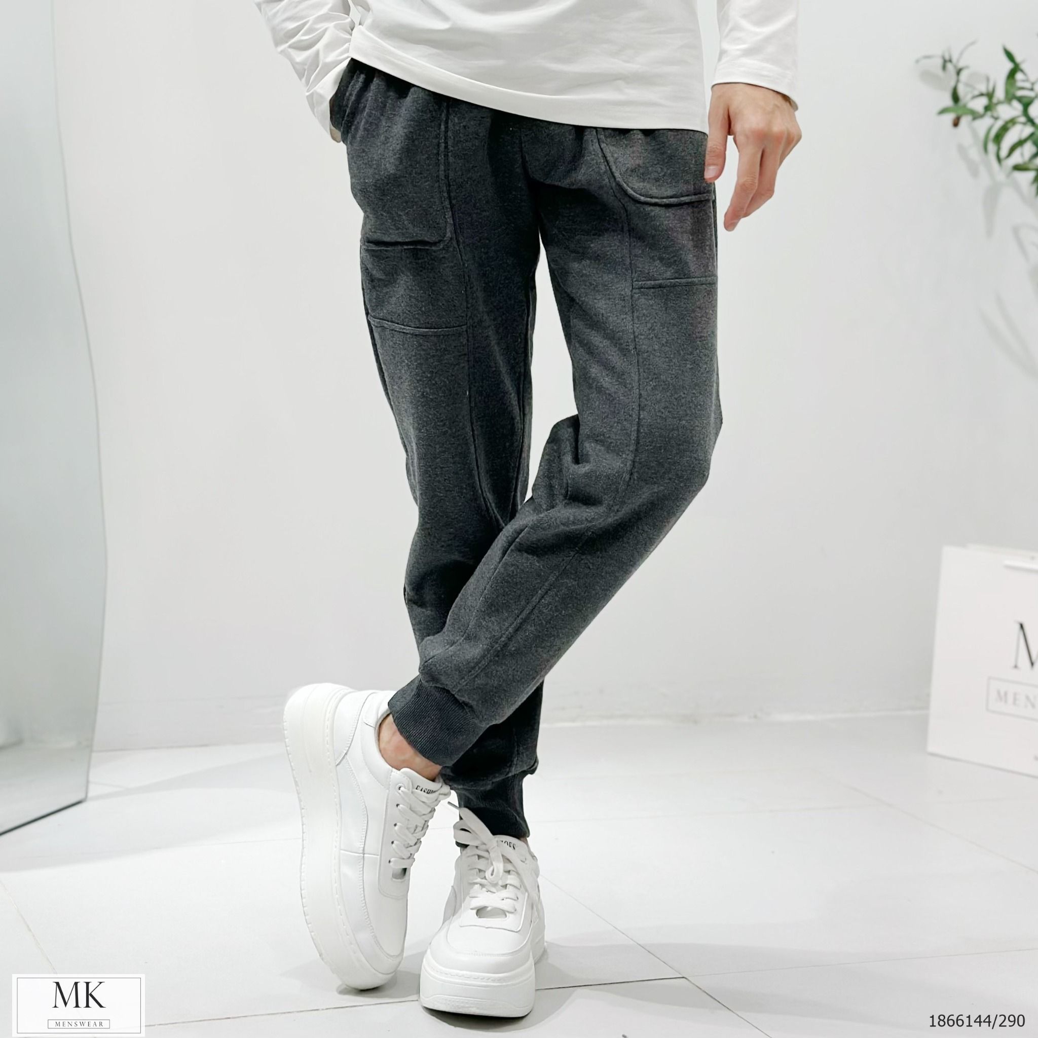  [ẢNH THẬT] Quần Jogger Nỉ KAF Túi 2 Màu Đen/Lông Chuột 