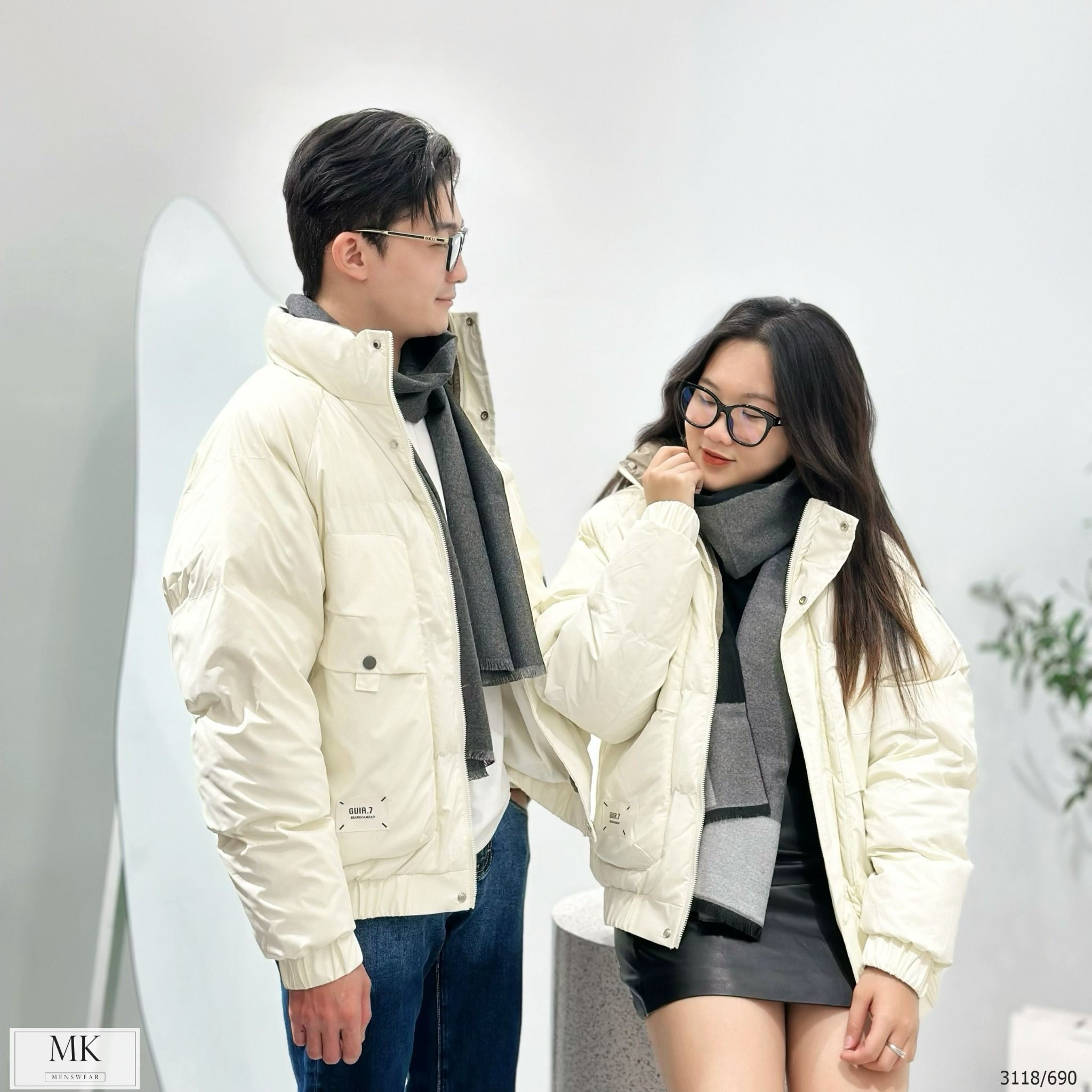  [ẢNH THẬT] Áo Khoác Phao Nam Nữ 2 Màu Đen/Be Trần Bông Siêu Ấm 3118 