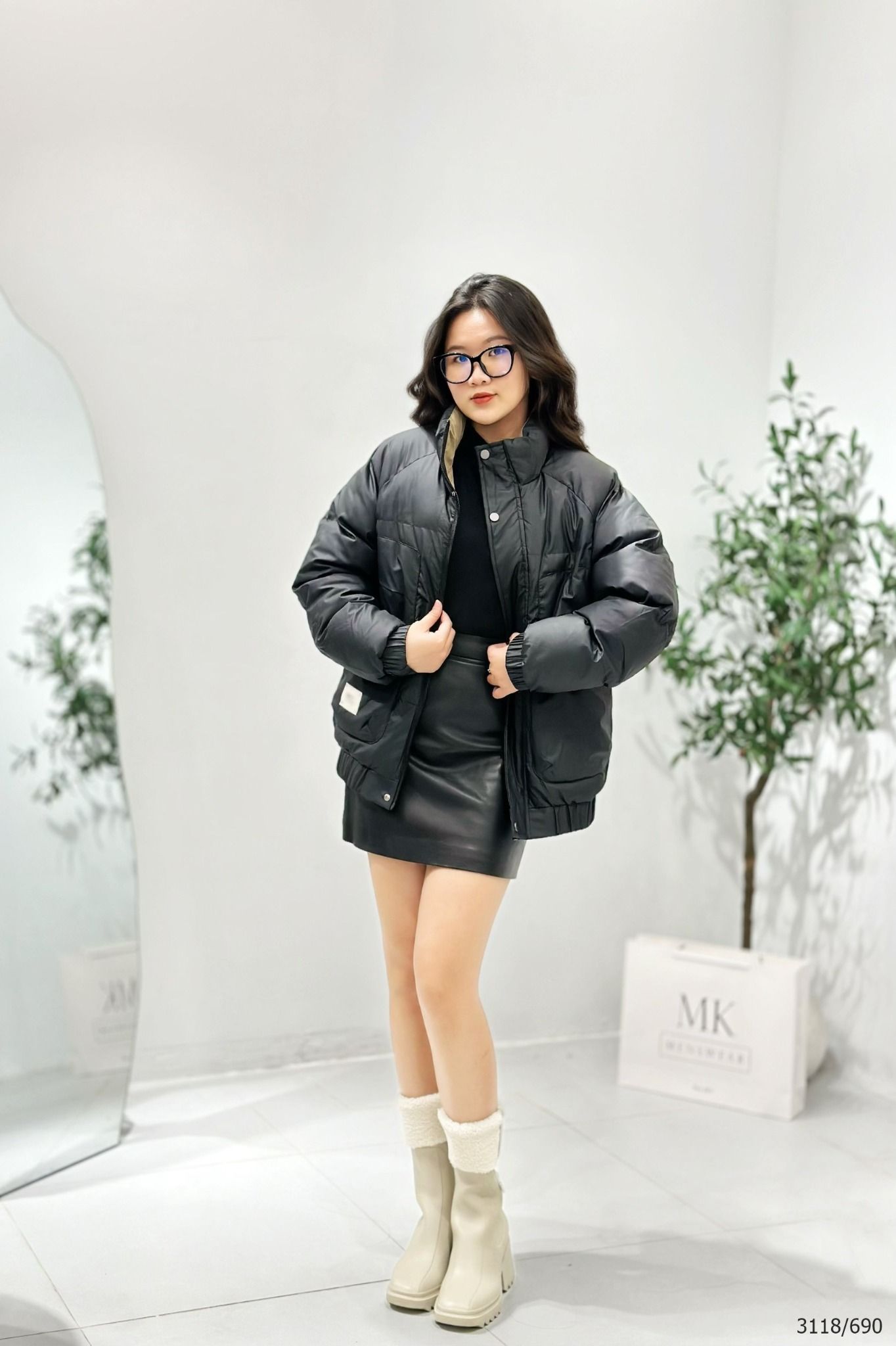  [ẢNH THẬT] Áo Khoác Phao Nam Nữ 2 Màu Đen/Be Trần Bông Siêu Ấm 3118 