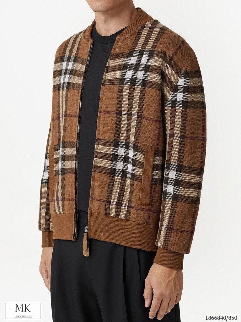  [ẢNH THẬT] Áo Khoác Bomber Len Nam Nữ Cao Cấp Duy Nhất Màu Nâu Kẻ 23 
