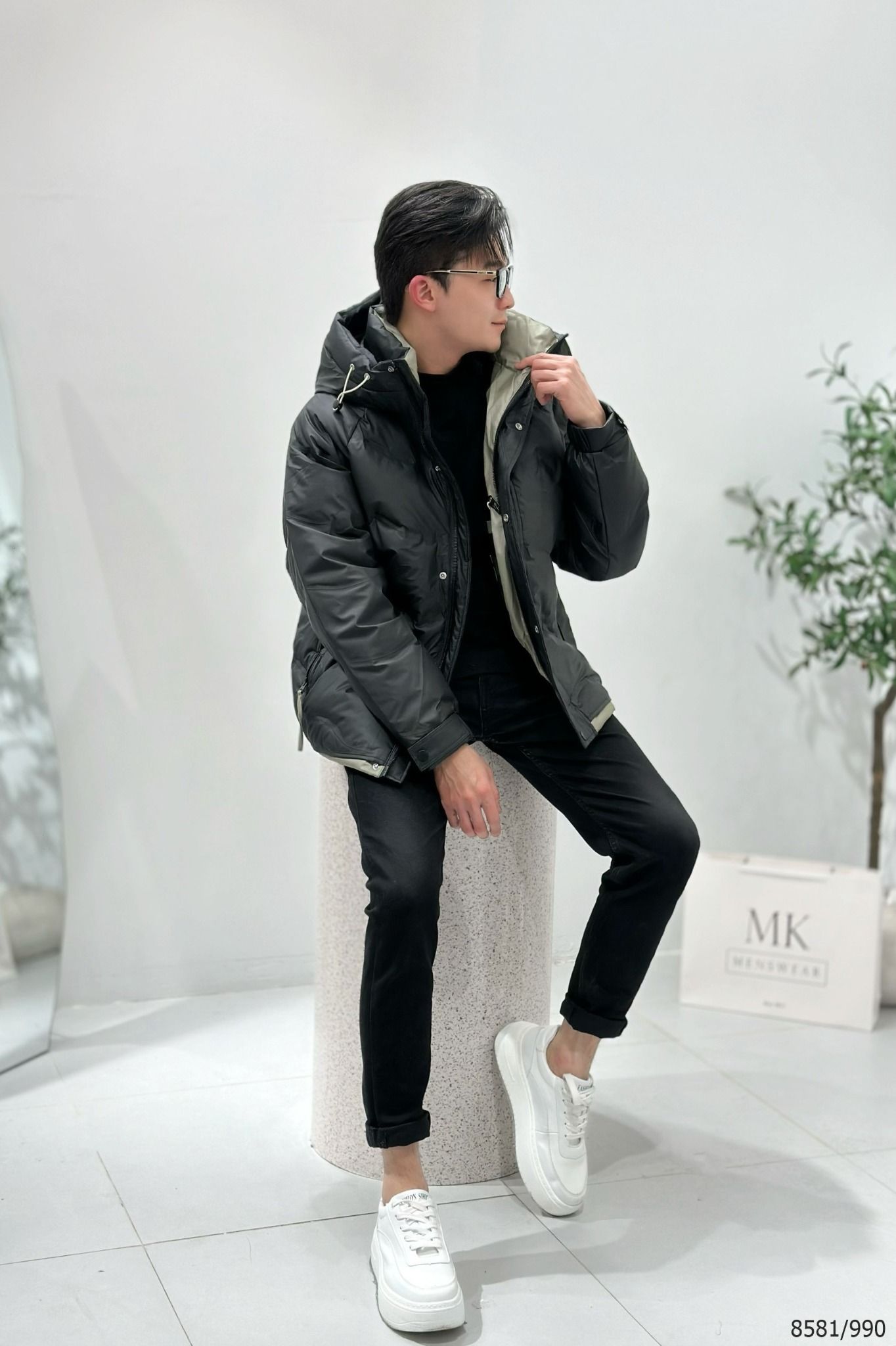  [ẢNH THẬT] Áo Khoác Phao Nam Nữ 2 Màu Đen/Be Lông Vũ Siêu Ấm 8581 