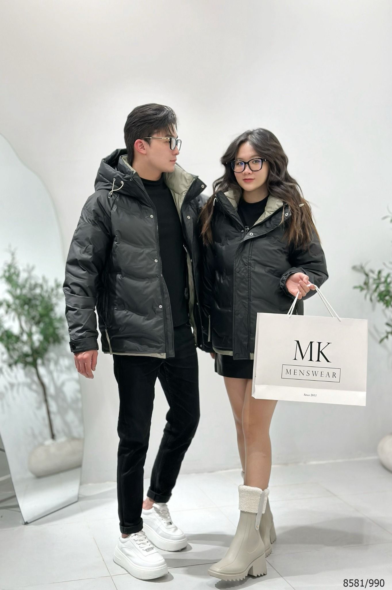  [ẢNH THẬT] Áo Khoác Phao Nam Nữ 2 Màu Đen/Be Lông Vũ Siêu Ấm 8581 