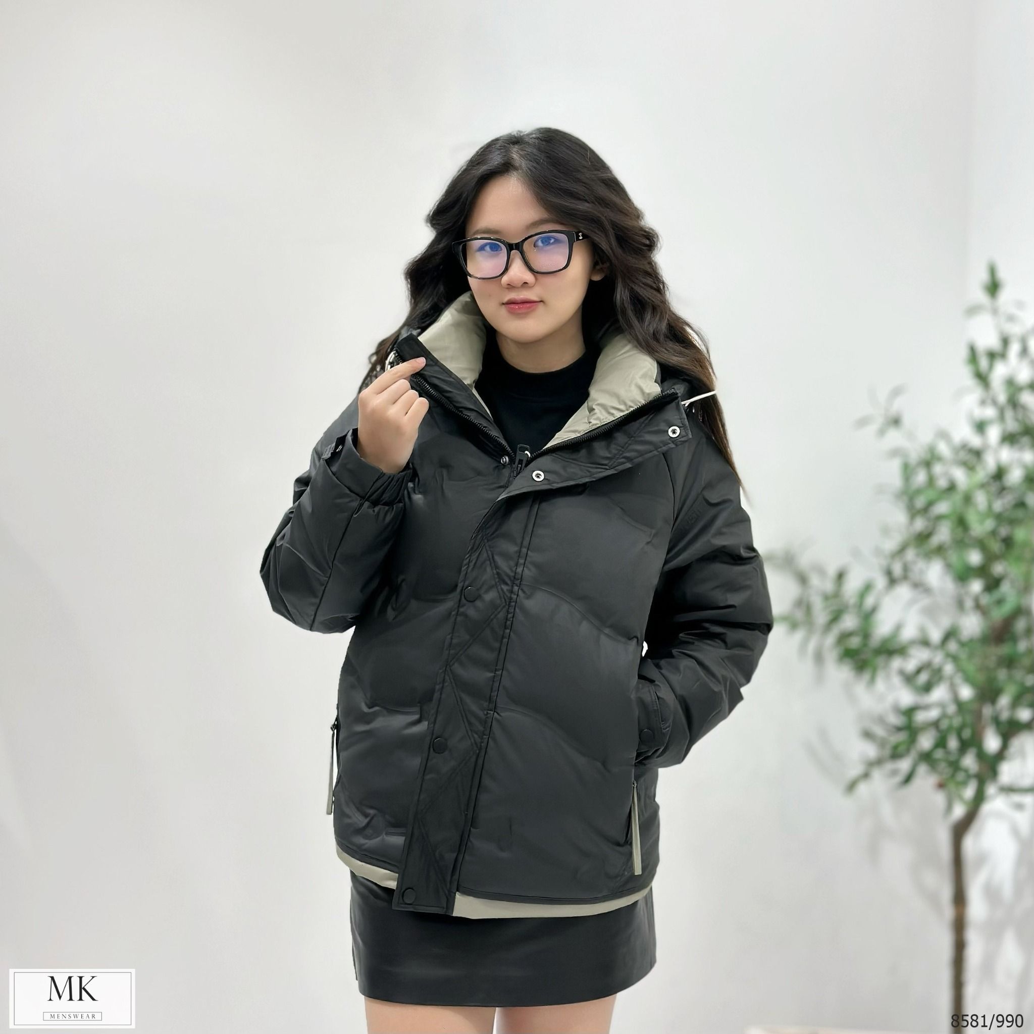  [ẢNH THẬT] Áo Khoác Phao Nam Nữ 2 Màu Đen/Be Lông Vũ Siêu Ấm 8581 