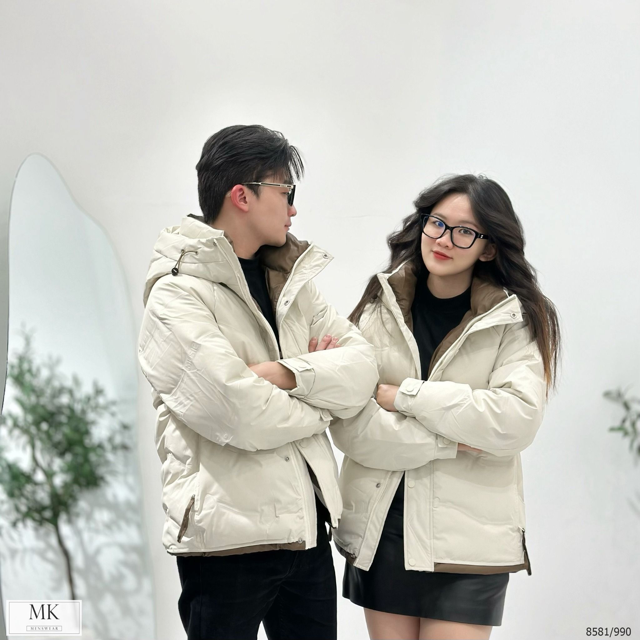  [ẢNH THẬT] Áo Khoác Phao Nam Nữ 2 Màu Đen/Be Lông Vũ Siêu Ấm 8581 