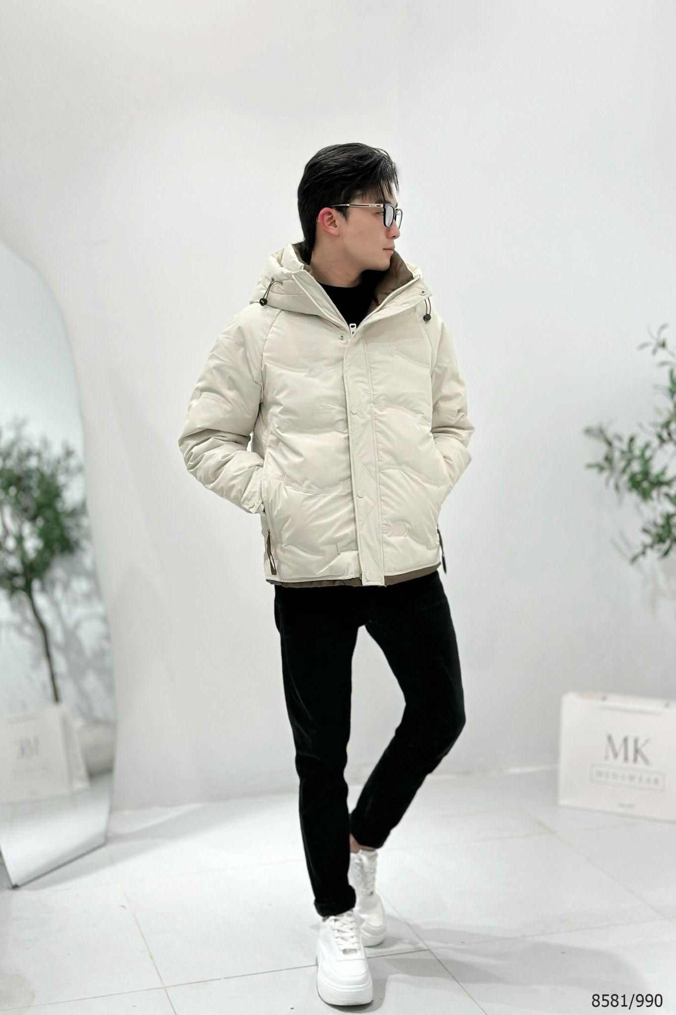  [ẢNH THẬT] Áo Khoác Phao Nam Nữ 2 Màu Đen/Be Lông Vũ Siêu Ấm 8581 