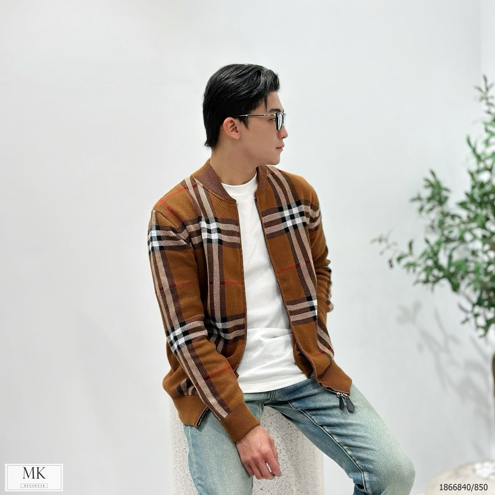  [ẢNH THẬT] Áo Khoác Bomber Len Nam Nữ Cao Cấp Duy Nhất Màu Nâu Kẻ 23 