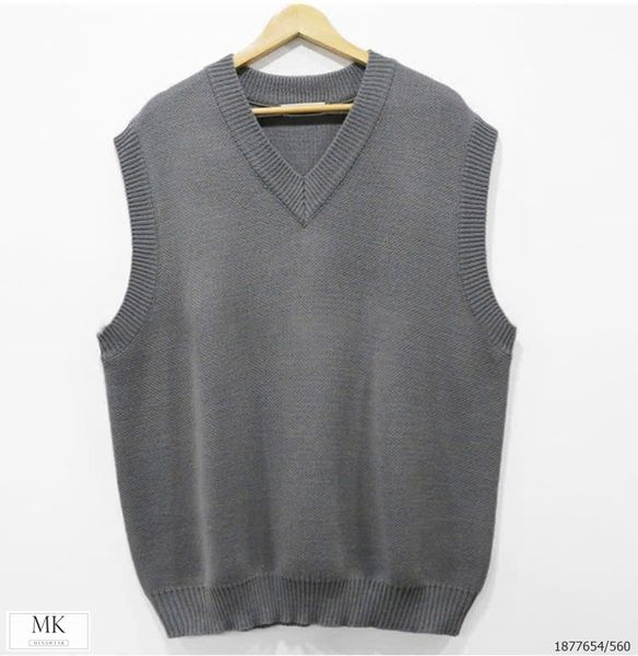  [MK ẢNH THẬT] Áo Gile Len Nam Nữ ASCLO Cổ Tim Màu Ghi 24 