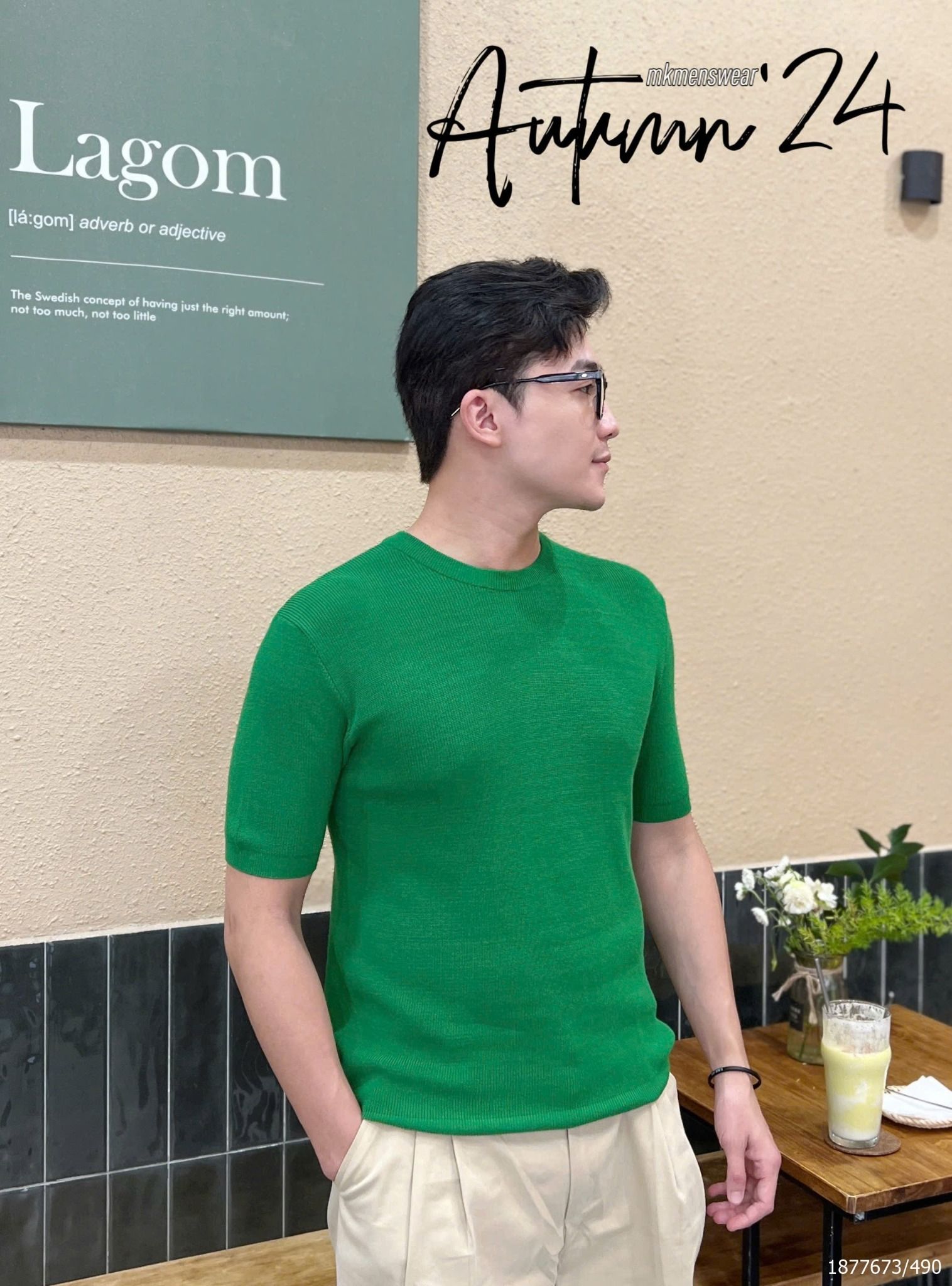 [MK ẢNH THẬT] Áo Ngắn Tay Len Mongtoghi Ngắn Tay Nam Nữ Cổ Tròn 2 Màu Đen/Xanh Lá 