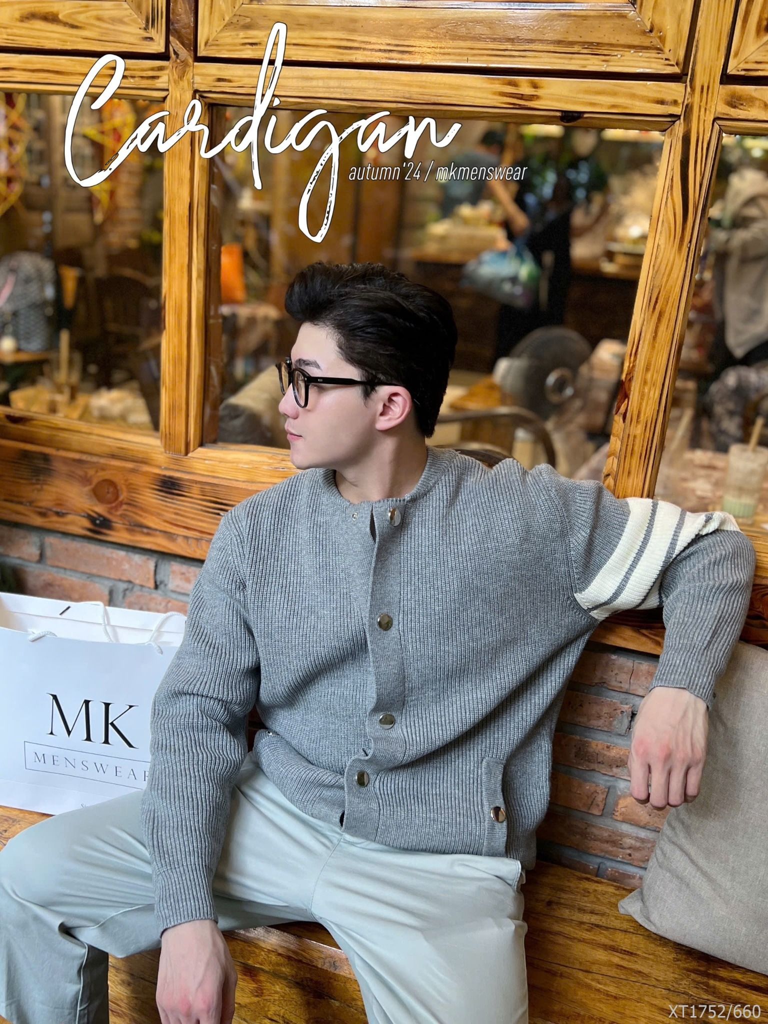  [MK ẢNH THẬT] Áo Khoác Cardigan Len Nam Nữ Duy Nhất Màu Ghi XT 1752 Cải Tay 