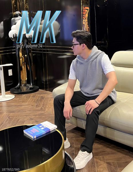  [MK ẢNH THẬT] Áo Gile Len Nam Nữ ASCLO Có Mũ Màu Ghi 24 